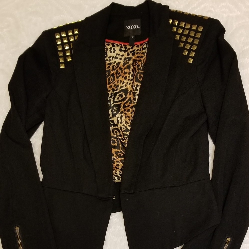 Xoxo Black blazer with studded shoulders